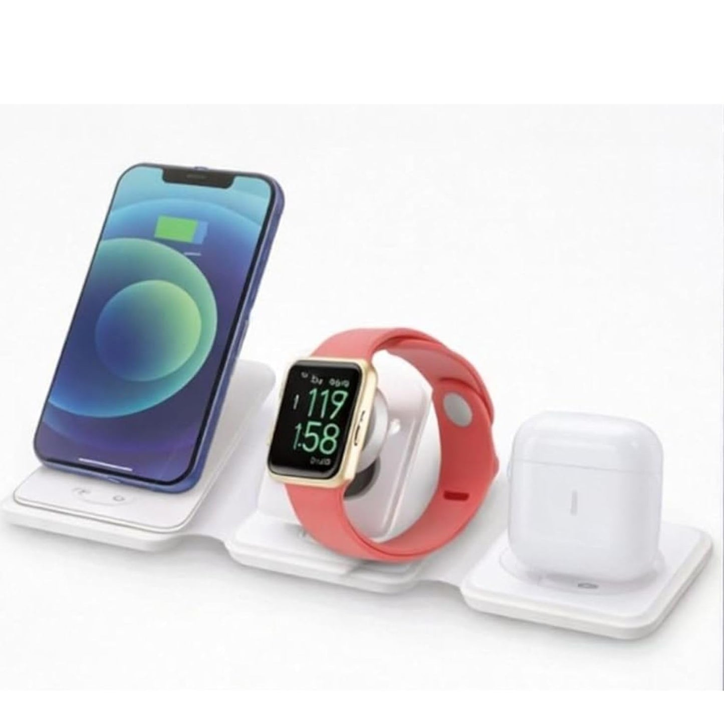 3 in 1 Magnetic Foldable MagSafe Compatible Wireless Charger | Ultra-Fast Travel Charging Station Pad Dock for Apple Watch iPhone 16 15 14 13 12 Pro Max Plus & Airpod