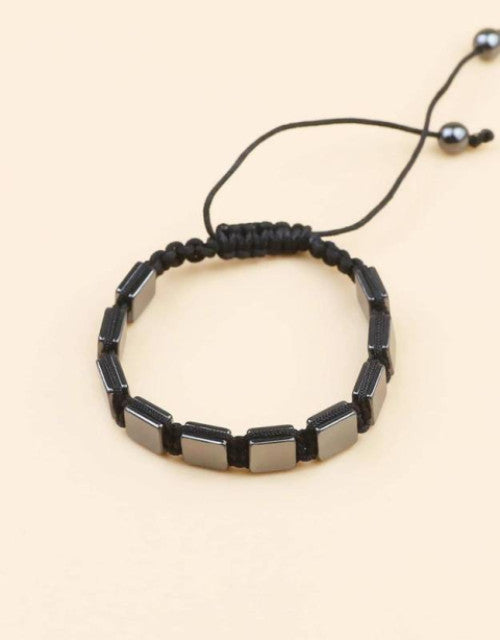 Stylish Black Square Hematite Healing Bracelet for Men & Women (1)