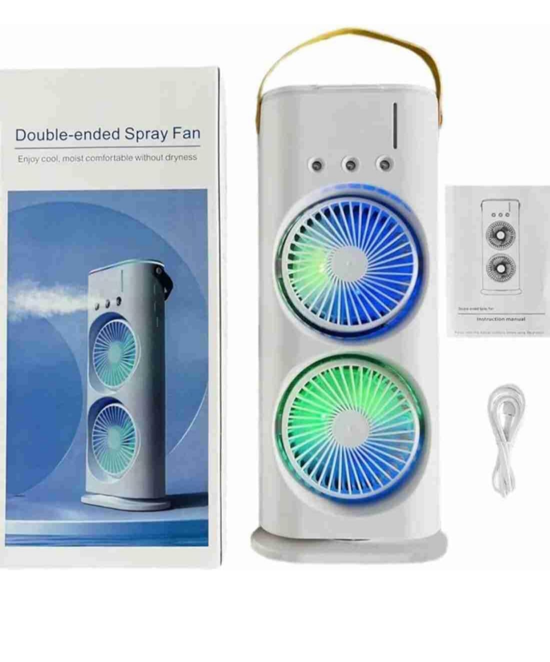 ❄️ Multifunctional Double Headed Air Conditioner Cooler Rechargeable 🔋🌬️ | 3 Speed | Night Light | Portable Mini AC Fan 💨✨