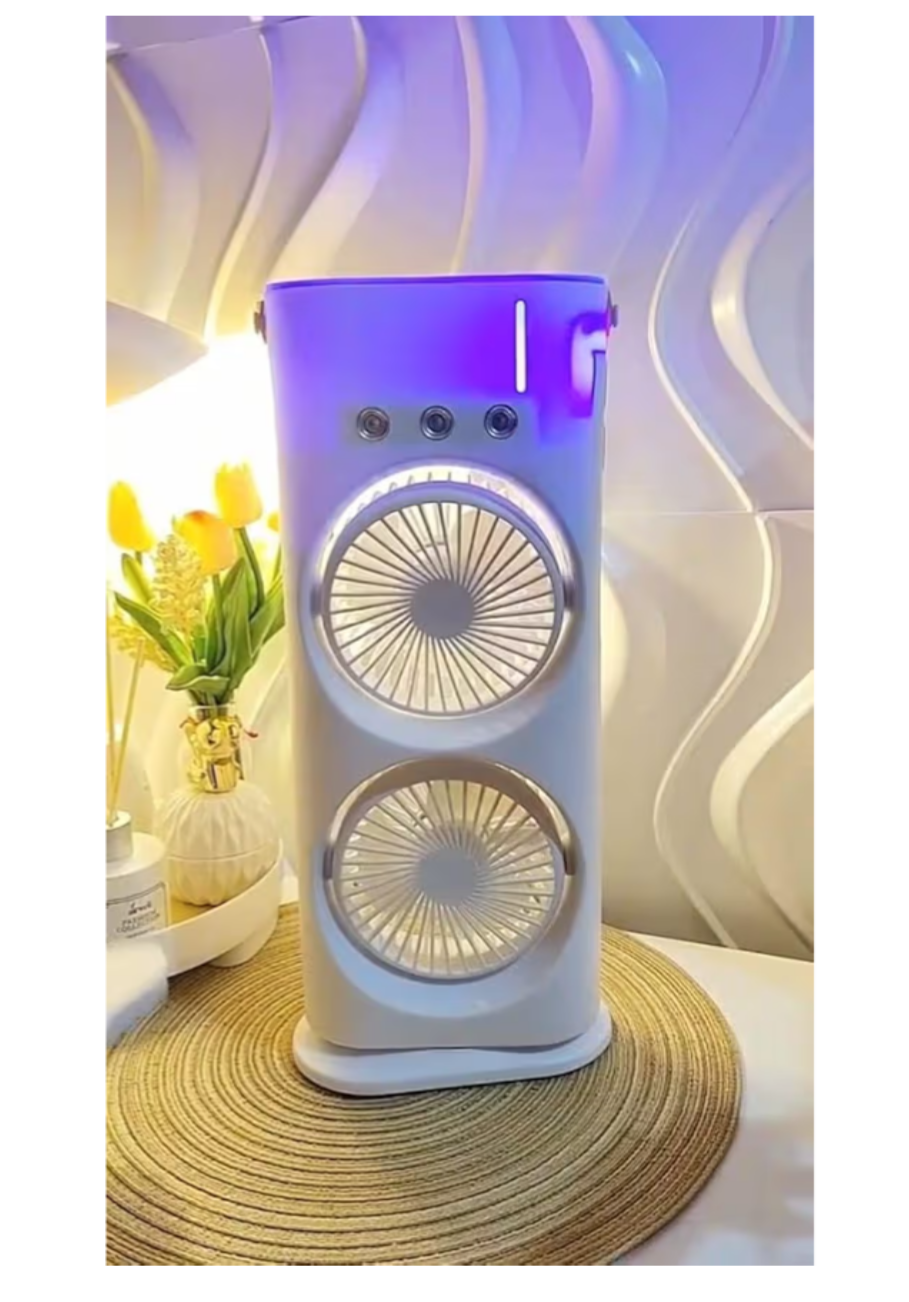 ❄️ Multifunctional Double Headed Air Conditioner Cooler Rechargeable 🔋🌬️ | 3 Speed | Night Light | Portable Mini AC Fan 💨✨