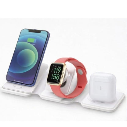 3 in 1 Magnetic Foldable MagSafe Compatible Wireless Charger | Ultra-Fast Travel Charging Station Pad Dock for Apple Watch iPhone 16 15 14 13 12 Pro Max Plus & Airpod