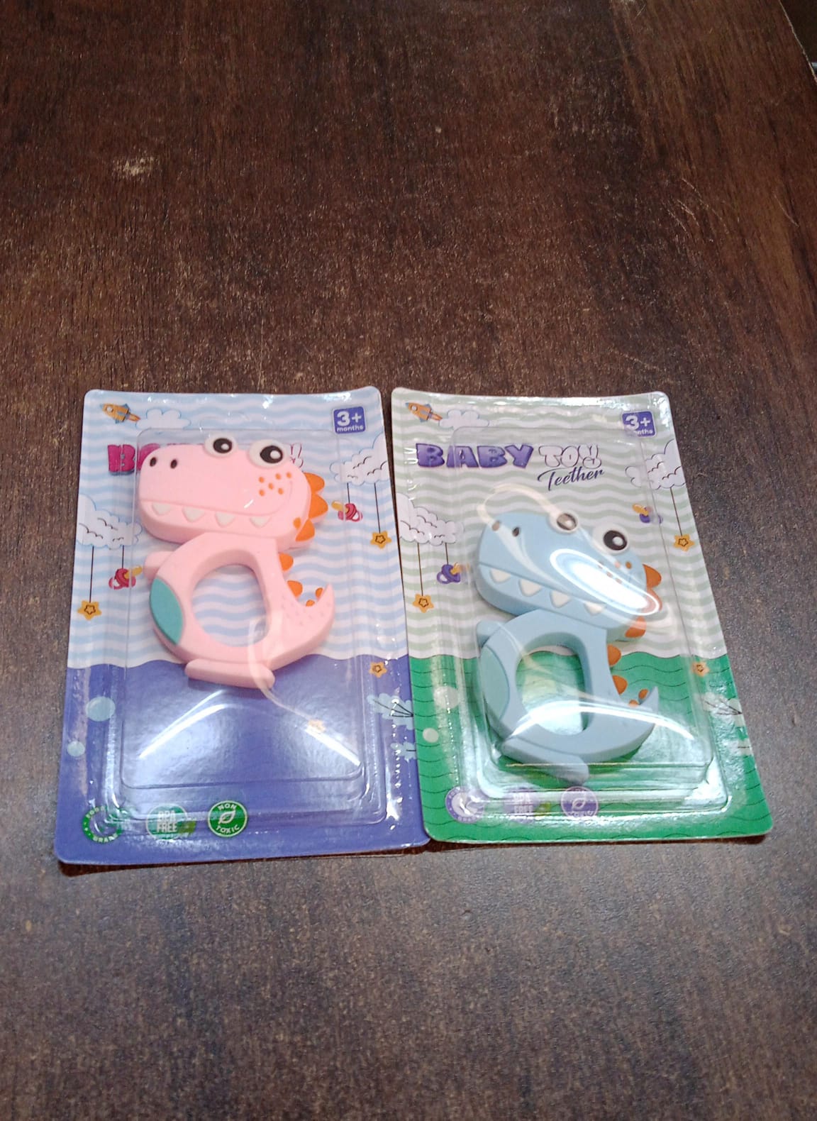 Silicone Dinosaur Teether For Baby (1 Pc  Mix Design  Color)  (1)