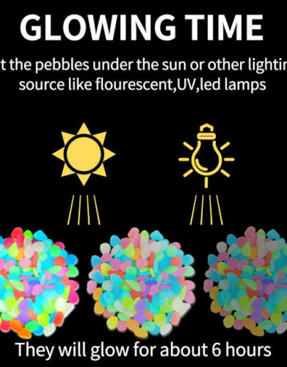 Garden Decor Luminous Stones Glow In Dark Decorative Pebbles Outdoor Fish Tank Decoration ( 160 Pcs )  (1)