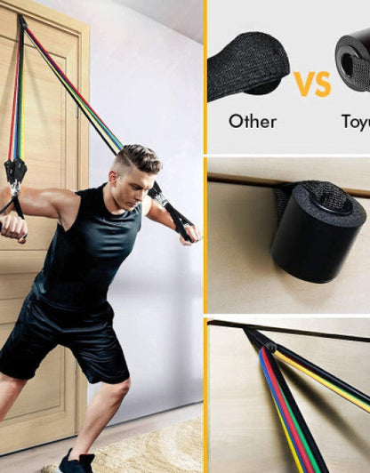 Resistance Exercise Bands with Door Anchor, Handles, Waterproof Carry Bag, and Legs Ankle Straps  (1)