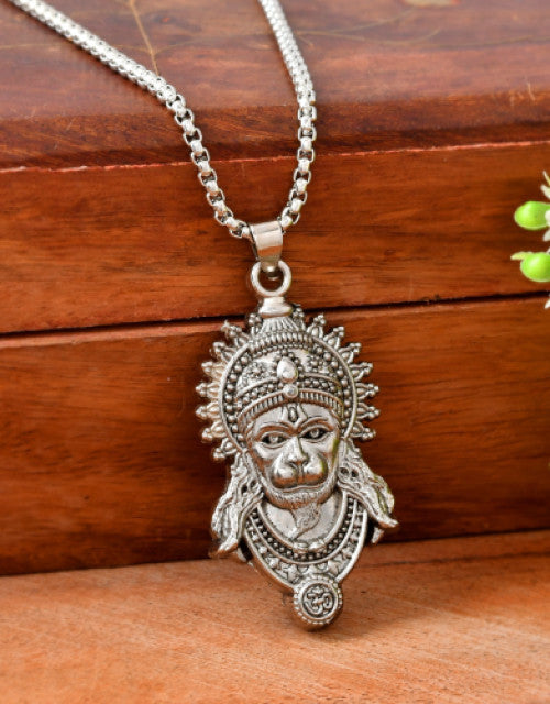 Sterling Divine Hanuman Face Pendants Oxidised for Men & Women. (1)