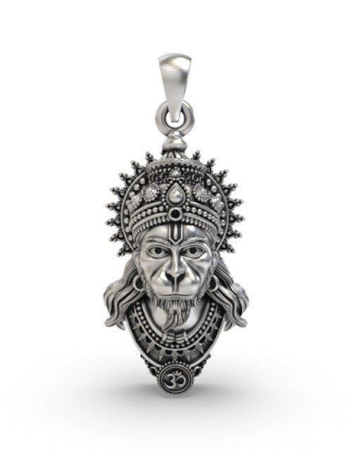 Sterling Divine Hanuman Face Pendants Oxidised for Men & Women. (1)