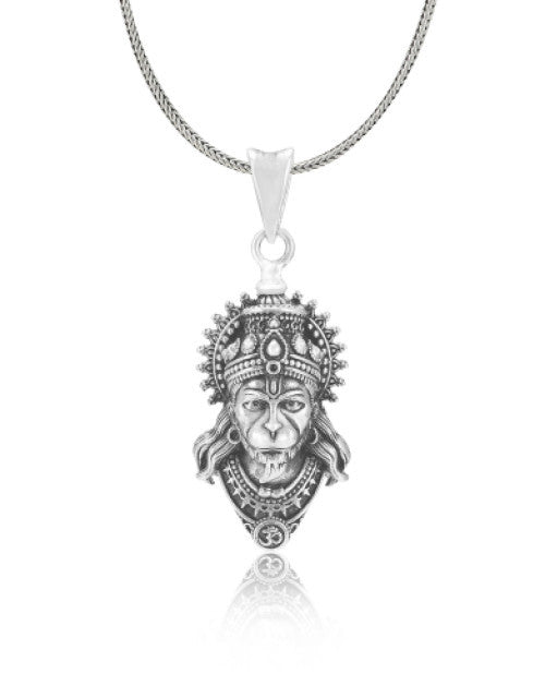 Sterling Divine Hanuman Face Pendants Oxidised for Men & Women. (1)