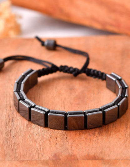 Stylish Black Square Hematite Healing Bracelet for Men & Women (1)