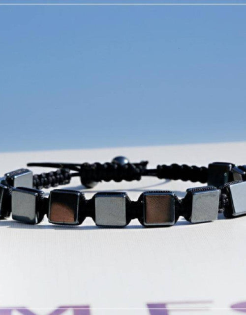 Stylish Black Square Hematite Healing Bracelet for Men & Women (1)