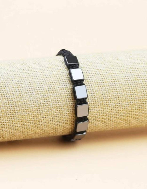Stylish Black Square Hematite Healing Bracelet for Men & Women (1)