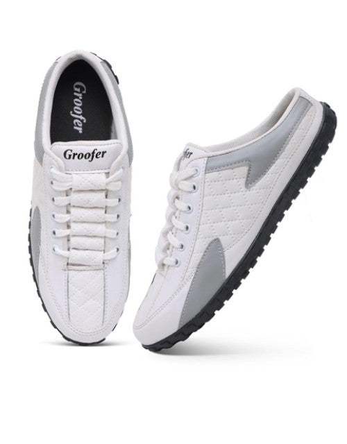 White color block lace up sneakers 1 (1)