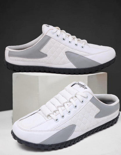 White color block lace up sneakers 1 (1)