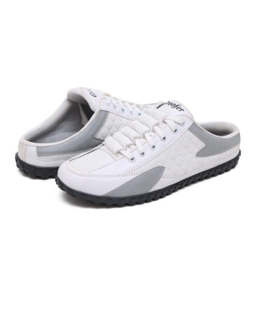 White color block lace up sneakers 1 (1)