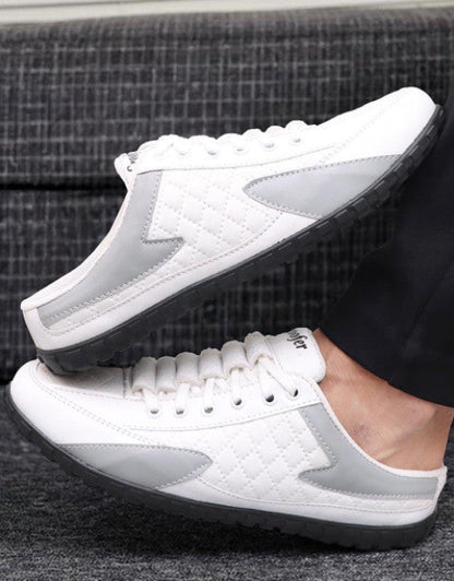 White color block lace up sneakers 1 (1)